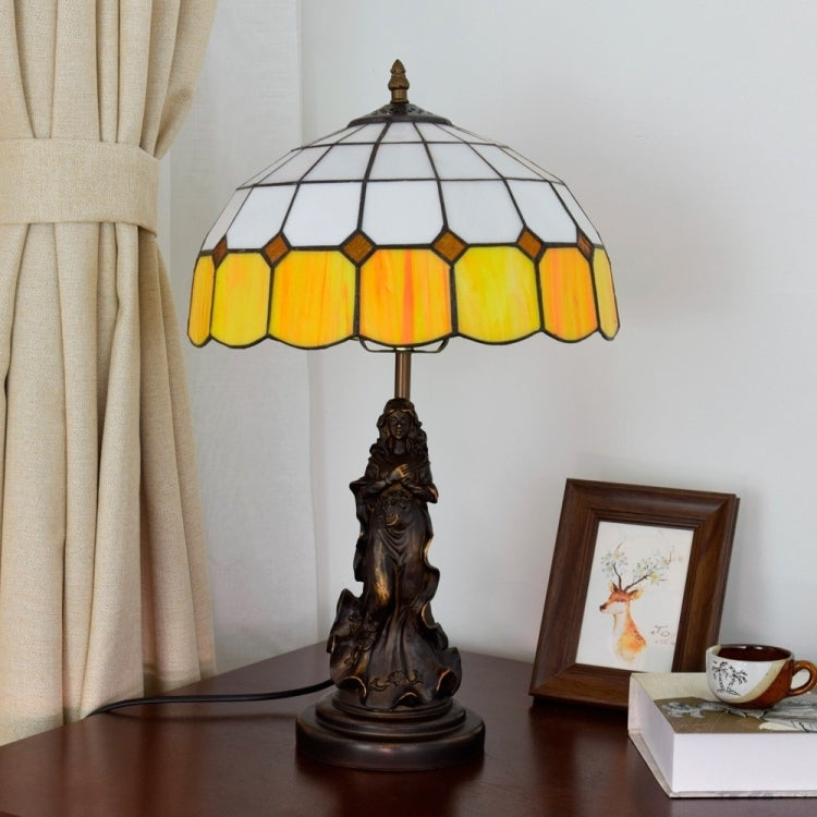 YWXLight Mediterranean Colored Glass Table Lamp Living Room Dining Room Bedroom Bedside Lighting Counter Lamp