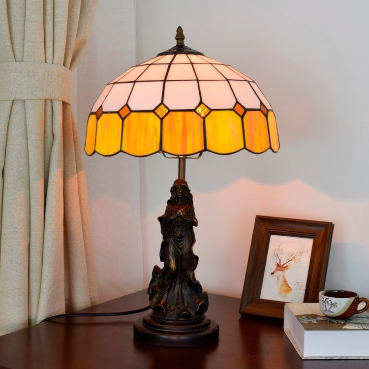 YWXLight Mediterranean Colored Glass Table Lamp Living Room Dining Room Bedroom Bedside Lighting Counter Lamp