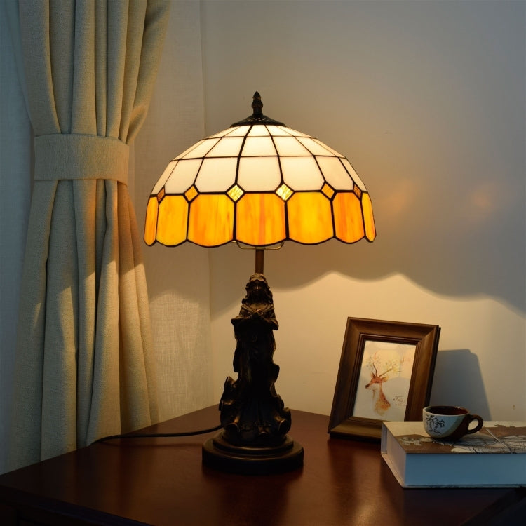 YWXLight Mediterranean Colored Glass Table Lamp Living Room Dining Room Bedroom Bedside Lighting Counter Lamp