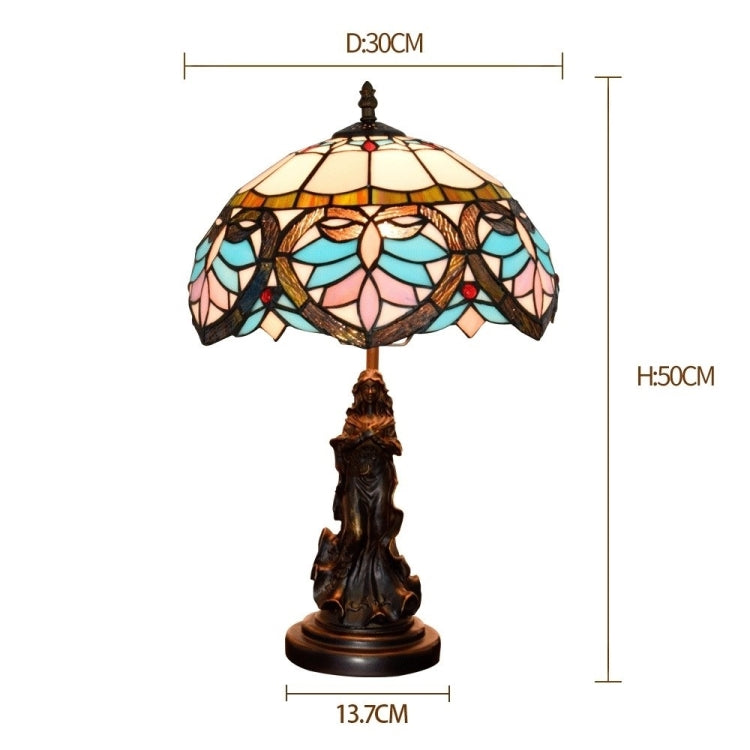 YWXLight Creative Mediterranean Retro Colored Glass Shade Lighting Table Lamp Restaurant Bedroom Bedside Counter Light