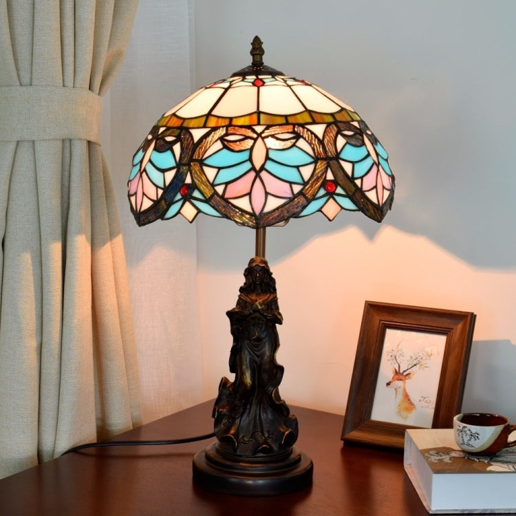 YWXLight Creative Mediterranean Retro Colored Glass Shade Lighting Table Lamp Restaurant Bedroom Bedside Counter Light