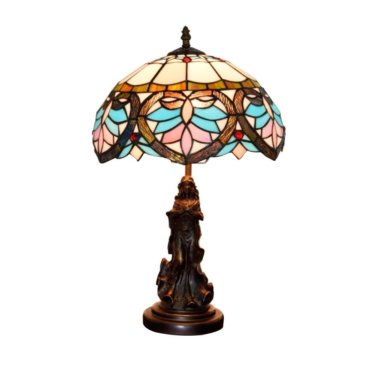 YWXLight Creative Mediterranean Retro Colored Glass Shade Lighting Table Lamp Restaurant Bedroom Bedside Counter Light