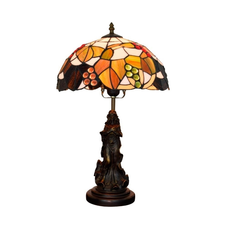 YWXLight Retro Stained Glass Lampshade Lighting Table Lamp Living Room Dining Room Bedroom Bar Decoration Light