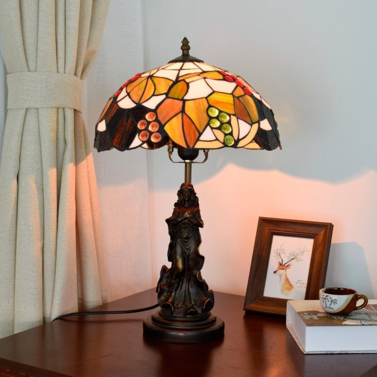 YWXLight Retro Stained Glass Lampshade Lighting Table Lamp Living Room Dining Room Bedroom Bar Decoration Light