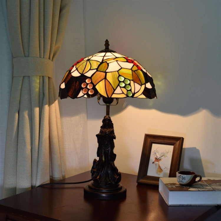 YWXLight Retro Stained Glass Lampshade Lighting Table Lamp Living Room Dining Room Bedroom Bar Decoration Light