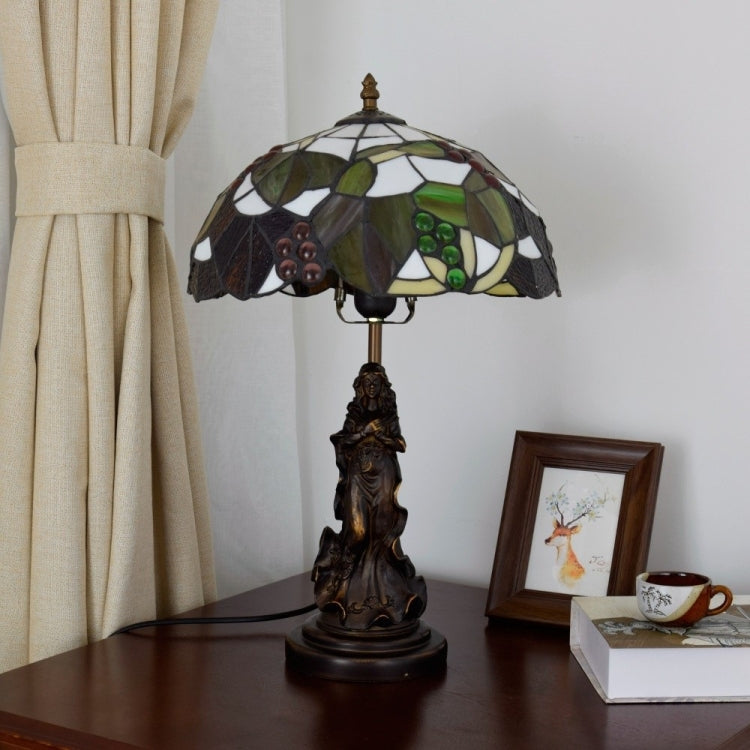 YWXLight Retro Stained Glass Lampshade Lighting Table Lamp Living Room Dining Room Bedroom Bar Decoration Light