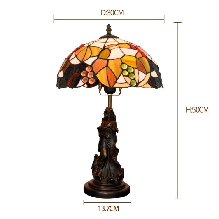 YWXLight Retro Stained Glass Lampshade Lighting Table Lamp Living Room Dining Room Bedroom Bar Decoration Light