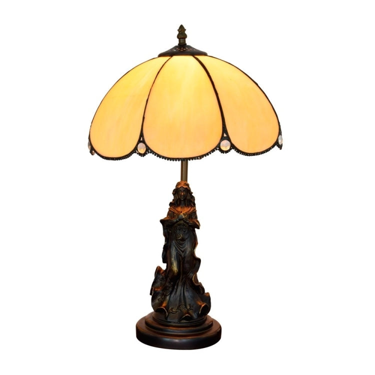 YWXLight Mediterranean Twilight Retro Table Lamp Simple Lighting Glass Shade Living Room Dining Room Bedroom Decoration Lamp