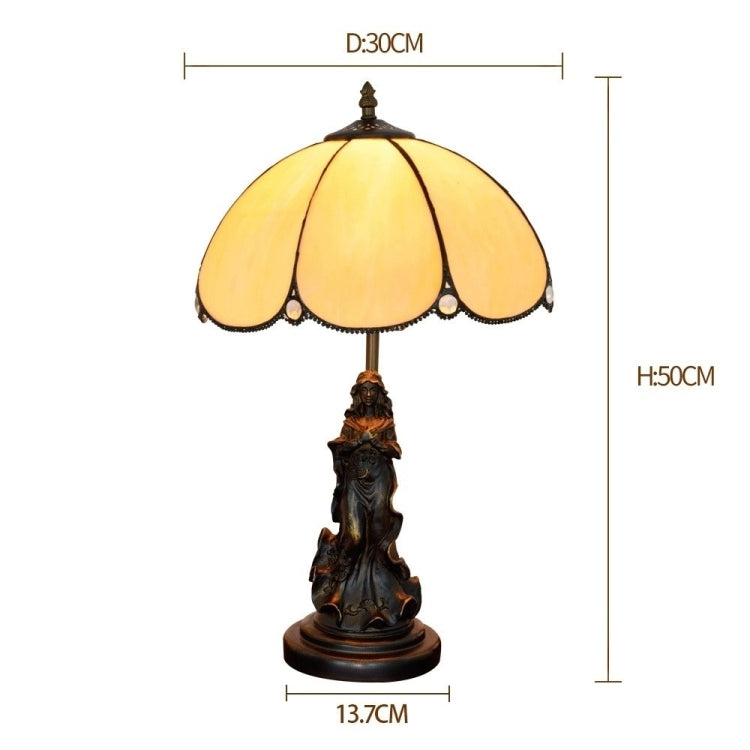 YWXLight Mediterranean Twilight Retro Table Lamp Simple Lighting Glass Shade Living Room Dining Room Bedroom Decoration Lamp