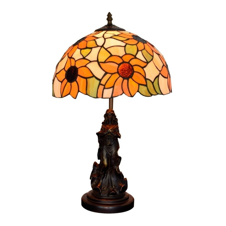 YWXLight Sun Flower Colored Glass Table Lamp Living Room Dining Room Bedroom Bedside Counter Lamp