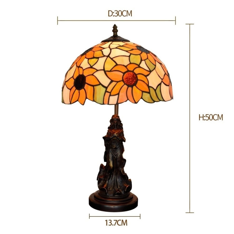 YWXLight Sun Flower Colored Glass Table Lamp Living Room Dining Room Bedroom Bedside Counter Lamp