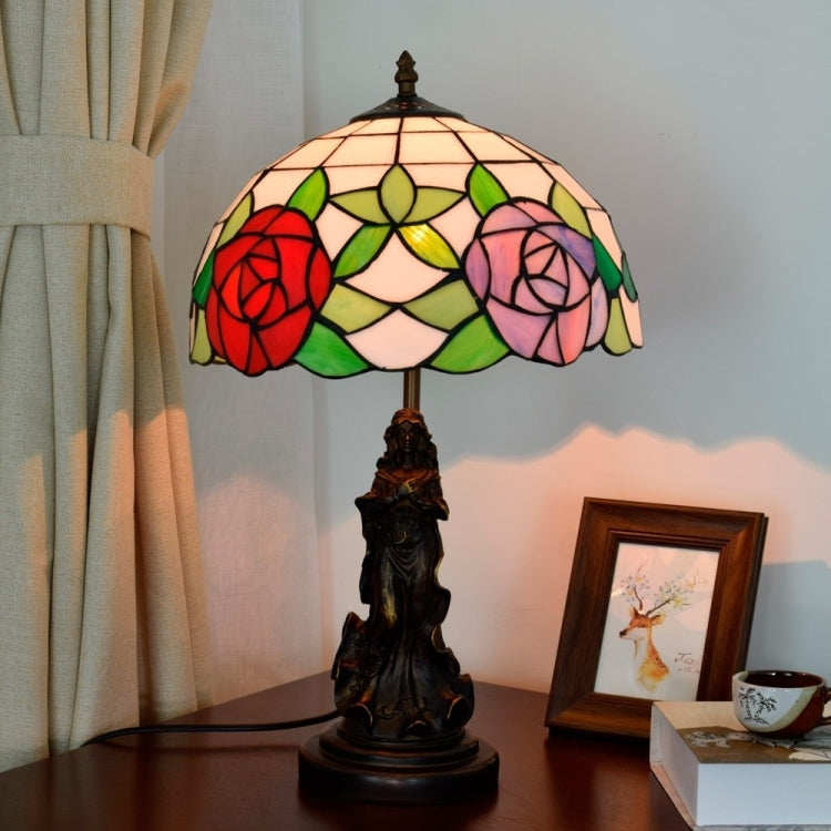 YWXLight Rose Colored Glass Lampshade Table Lamp Living Room Dining Room Bedroom Bedside Counter Light