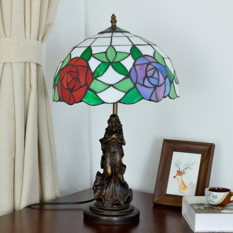YWXLight Rose Colored Glass Lampshade Table Lamp Living Room Dining Room Bedroom Bedside Counter Light