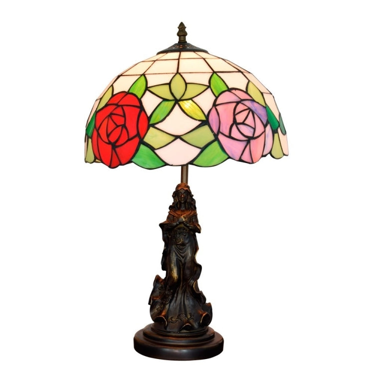 YWXLight Rose Colored Glass Lampshade Table Lamp Living Room Dining Room Bedroom Bedside Counter Light