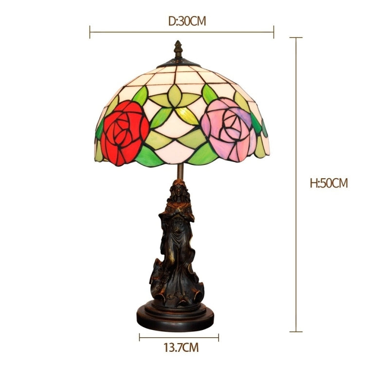 YWXLight Rose Colored Glass Lampshade Table Lamp Living Room Dining Room Bedroom Bedside Counter Light