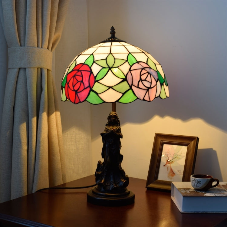YWXLight Rose Colored Glass Lampshade Table Lamp Living Room Dining Room Bedroom Bedside Counter Light