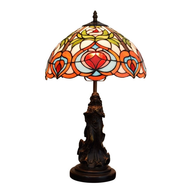 YWXLight Creative Retro Stained Glass Lampshade Table Lamp Living Room Dining Room Bedroom Bedside Decoration Light