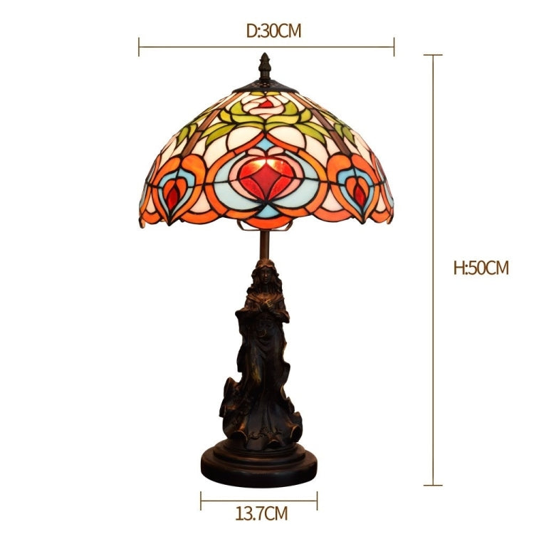 YWXLight Creative Retro Stained Glass Lampshade Table Lamp Living Room Dining Room Bedroom Bedside Decoration Light