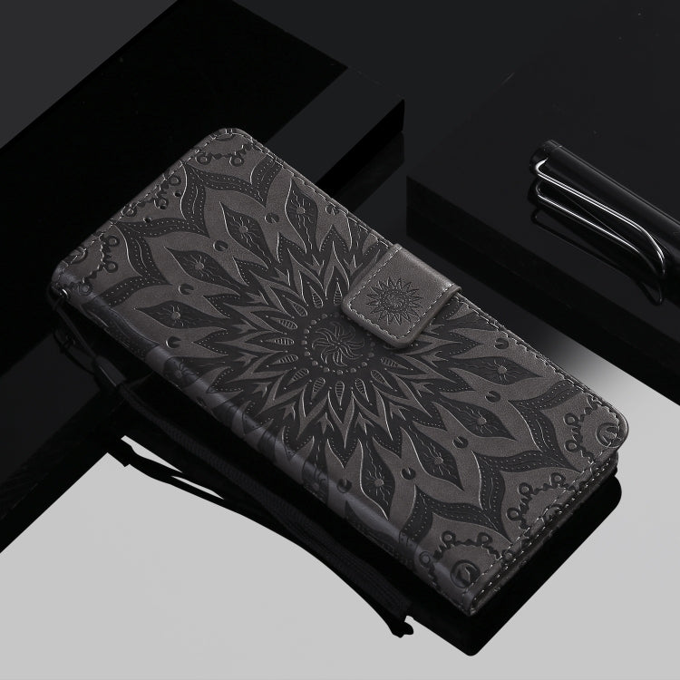 Pressed Printing Sunflower Pattern Horizontal Flip PU Leather Case for Galaxy Note 10, with Holder & Card Slots & Wallet & Lanyard