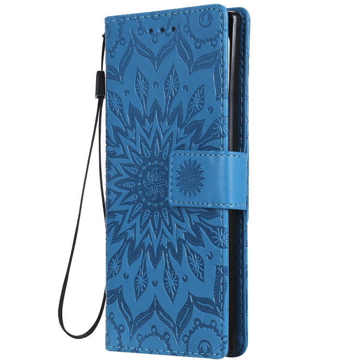 Pressed Printing Sunflower Pattern Horizontal Flip PU Leather Case for Galaxy Note 10, with Holder & Card Slots & Wallet & Lanyard