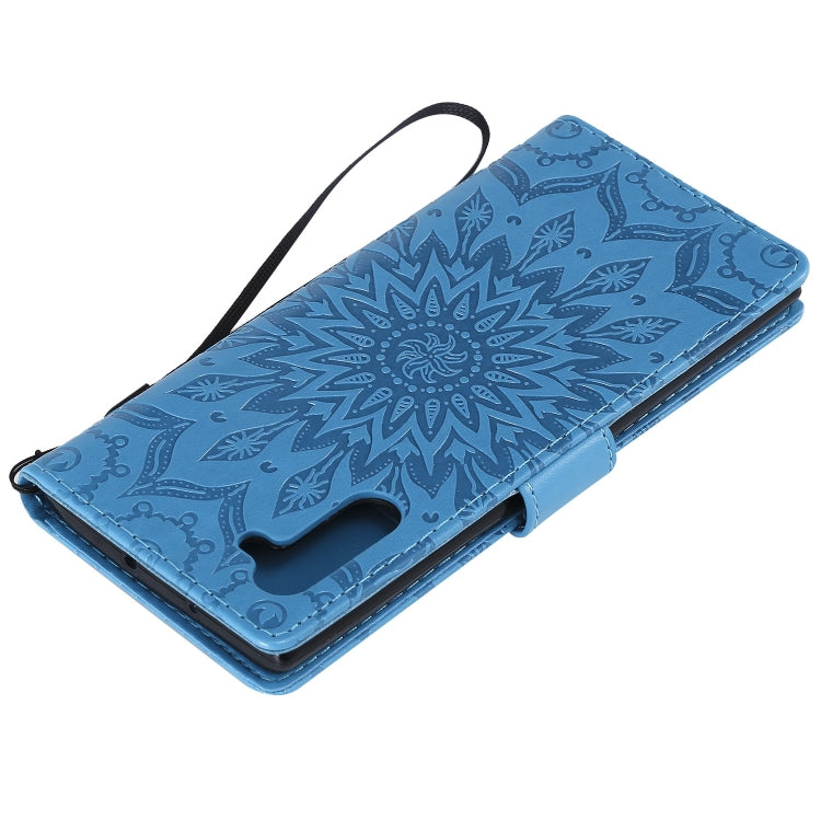 Pressed Printing Sunflower Pattern Horizontal Flip PU Leather Case for Galaxy Note 10, with Holder & Card Slots & Wallet & Lanyard