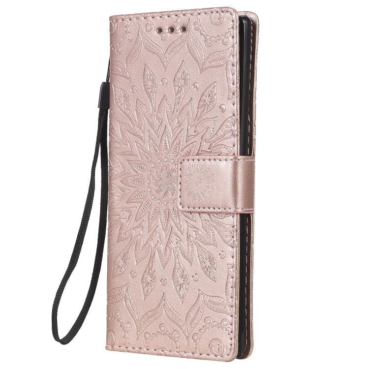 Pressed Printing Sunflower Pattern Horizontal Flip PU Leather Case for Galaxy Note 10, with Holder & Card Slots & Wallet & Lanyard