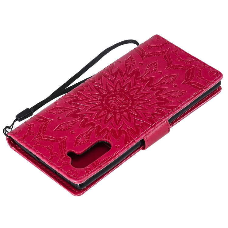 Pressed Printing Sunflower Pattern Horizontal Flip PU Leather Case for Galaxy Note 10, with Holder & Card Slots & Wallet & Lanyard