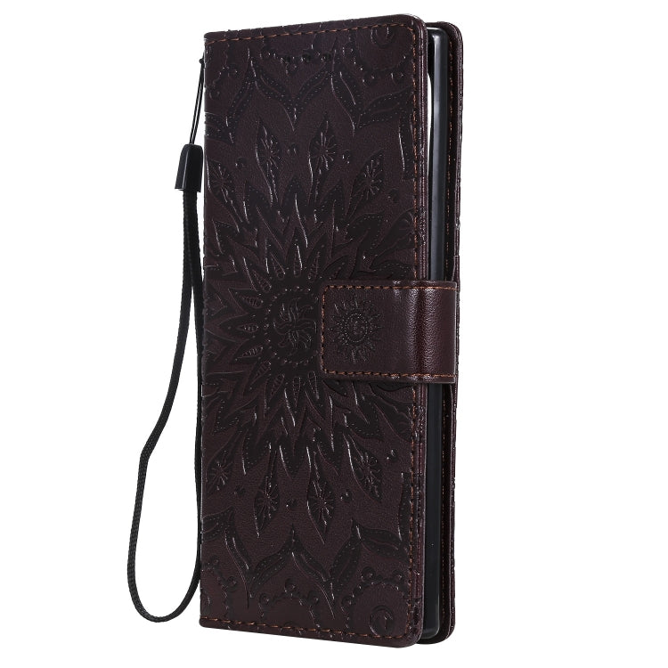 Pressed Printing Sunflower Pattern Horizontal Flip PU Leather Case for Galaxy Note 10, with Holder & Card Slots & Wallet & Lanyard