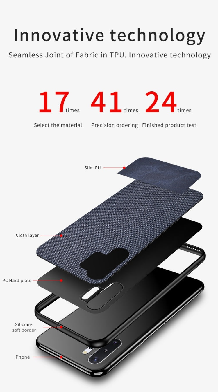 For Galaxy Note 10 Pro / Note 10+ Shockproof Splicing PU + Cloth Texture PC + TPU Protective Case