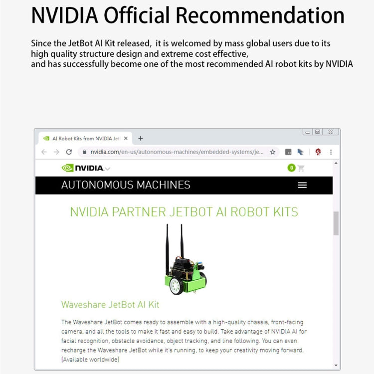 Waveshare JetBot AI Kit Accessories, Add-ons for Jetson Nano to Build JetBot, US Plug