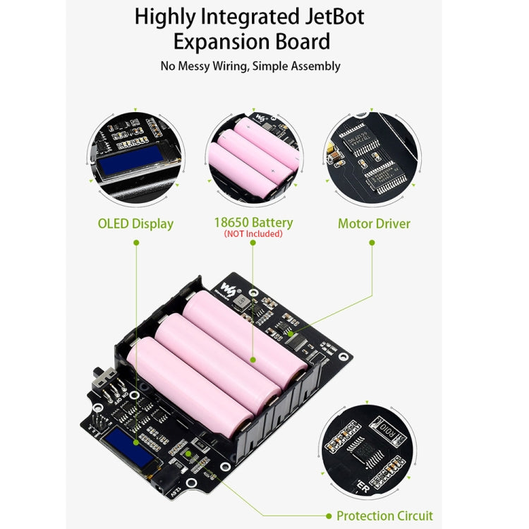 Waveshare JetBot AI Kit Accessories, Add-ons for Jetson Nano to Build JetBot, US Plug