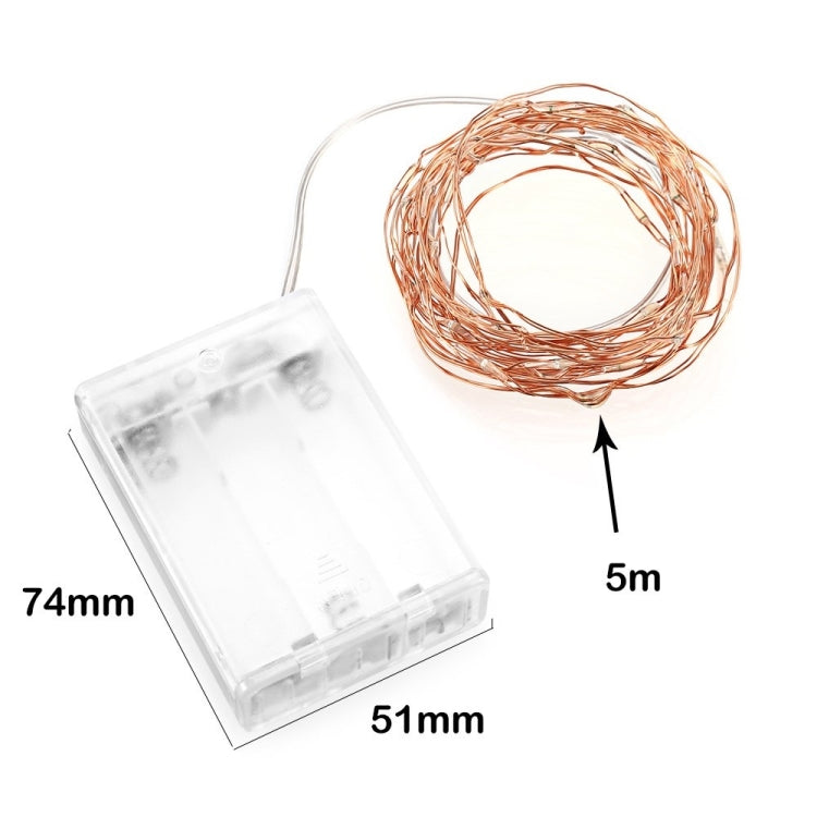 YWXLight LED String Fairy Light Waterproof 5M 50LED Copper Fairy Light String (without Battery) 1PCS