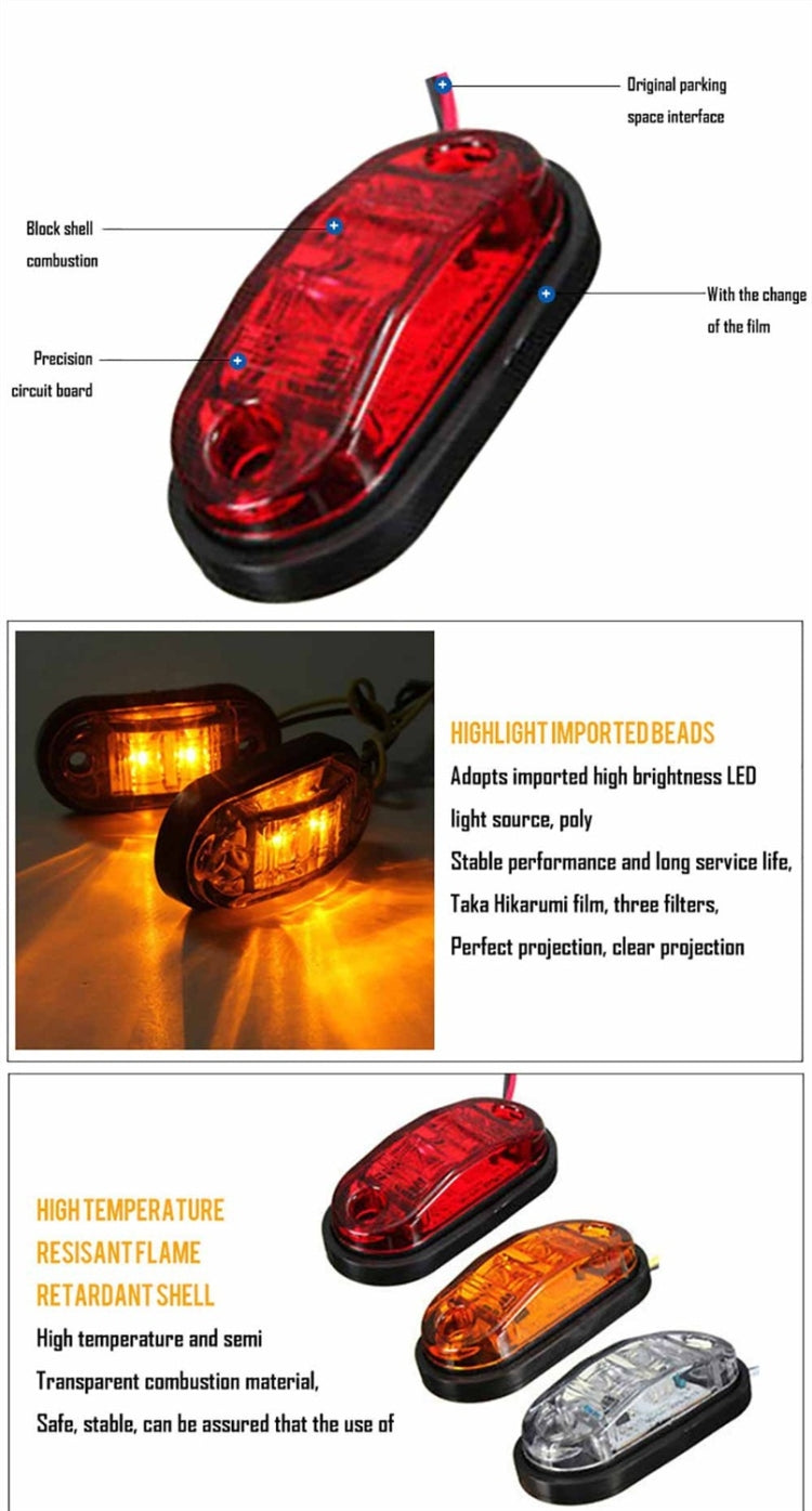 YWXLight 10-30V Oval Clearing Truck Trailer Side Marker Light