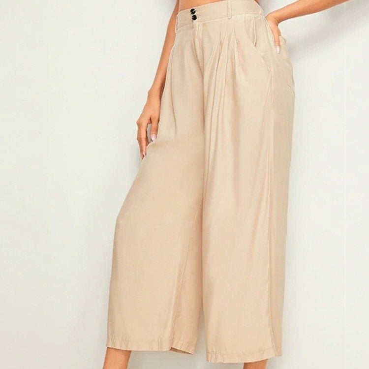 Ramie Cotton Cropped Trousers With Wide Legs
