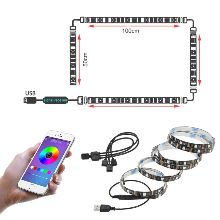 YWXLight 1 to 4 TV Background Bluetooth APP Mobile Phone Controller USB LED Light Strip