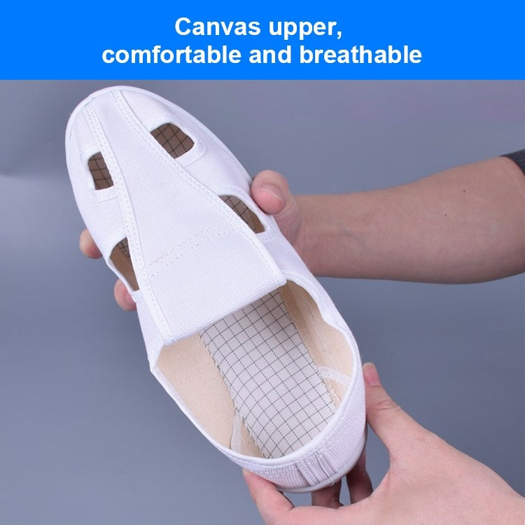 Breathable Four Holes Canvas Dust-free Anti-static PVC Sole Shoes