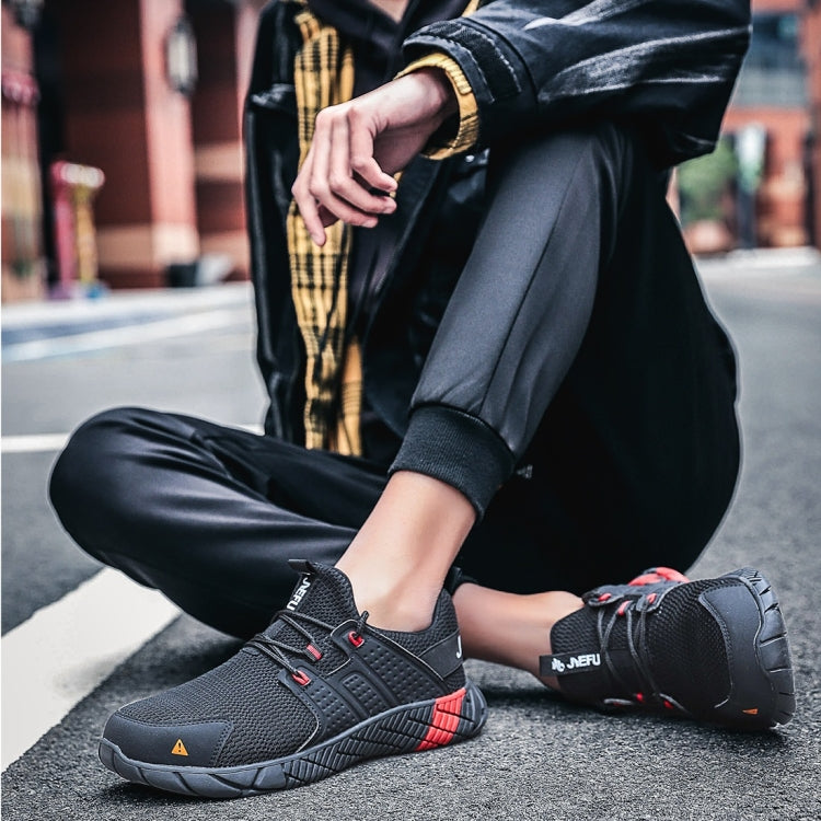 Jiefu Anti Smash And Stab Resistant Lightweight Breathable Anti Odor Flying Fabric Safety Shoes
