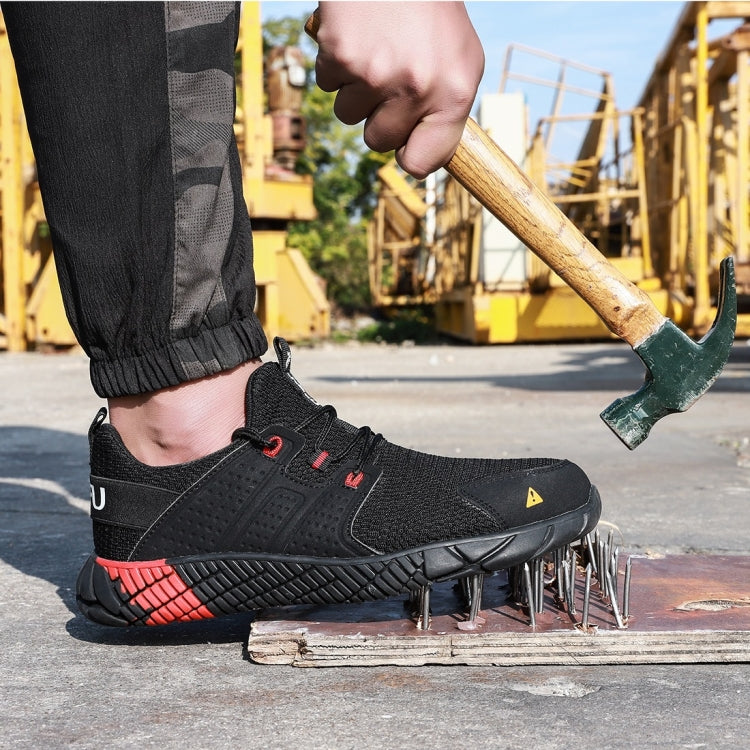Jiefu Anti Smash And Stab Resistant Lightweight Breathable Anti Odor Flying Fabric Safety Shoes