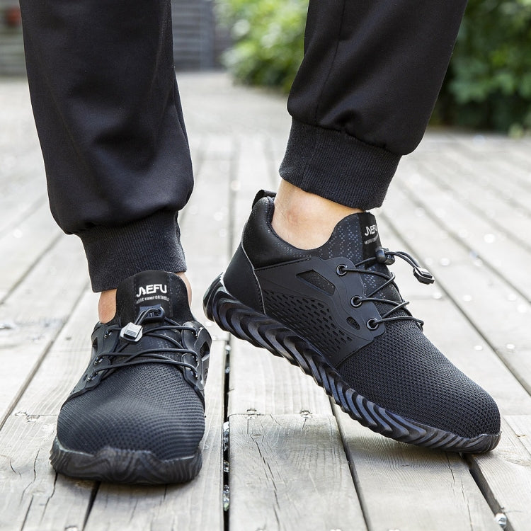 Jiefu Flying Knitted Air Permeable Insulating Steel Head Anti Smashing Shoes Anti Piercing Safety Labor Protection Shoes
