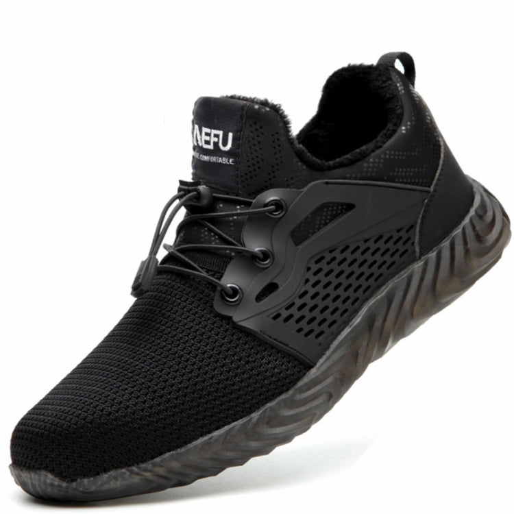 Jiefu Plush Flying Knitted Air Permeable Insulating Steel Head Anti Smashing And Anti Piercing Safety Shoes