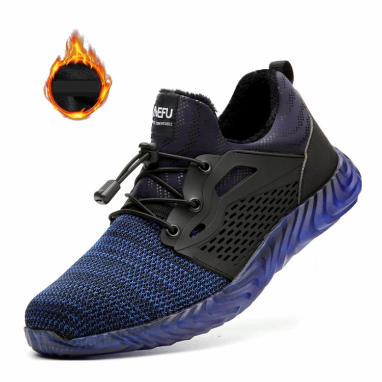 Jiefu Plush Flying Knitted Air Permeable Insulating Steel Head Anti Smashing And Anti Piercing Safety Shoes
