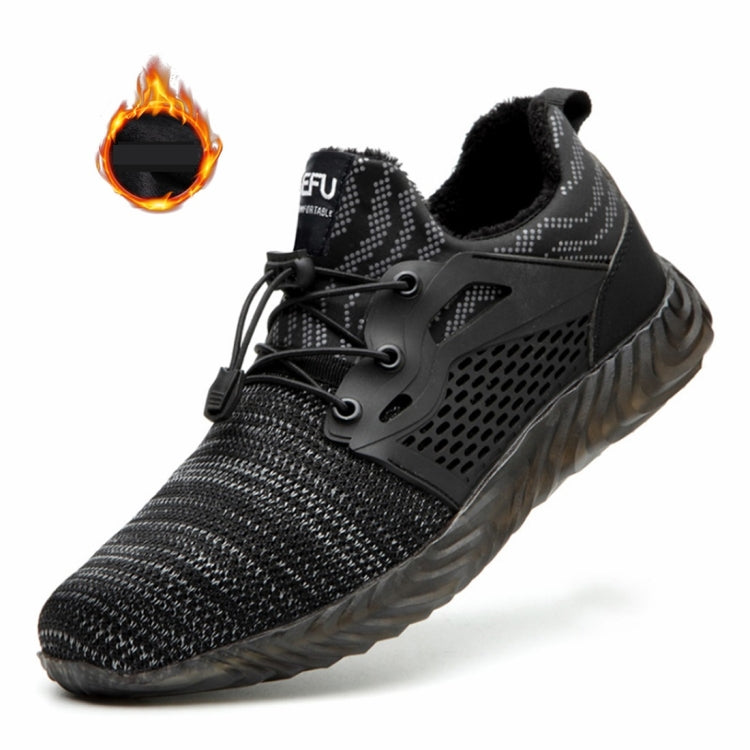 Jiefu Plush Flying Knitted Air Permeable Insulating Steel Head Anti Smashing And Anti Piercing Safety Shoes