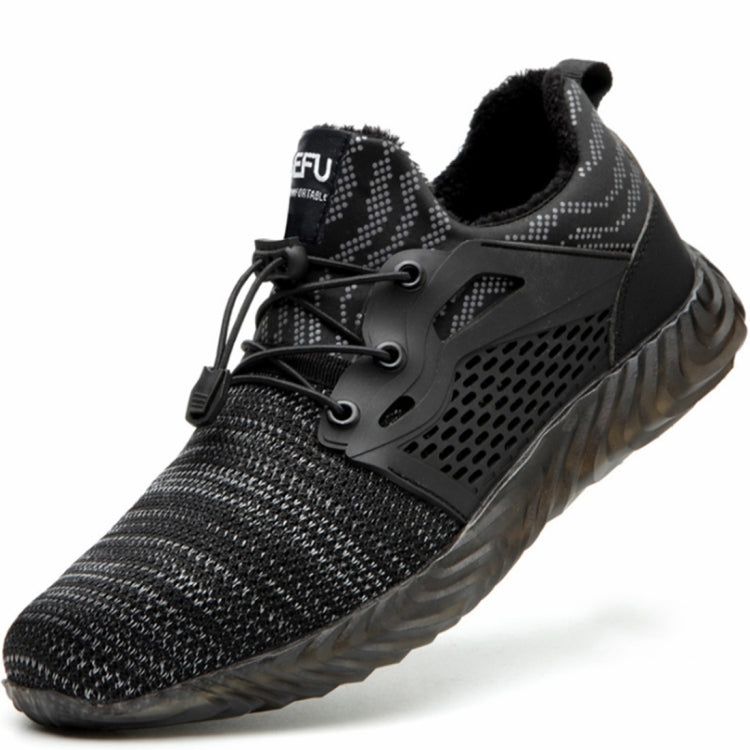 Jiefu Plush Flying Knitted Air Permeable Insulating Steel Head Anti Smashing And Anti Piercing Safety Shoes