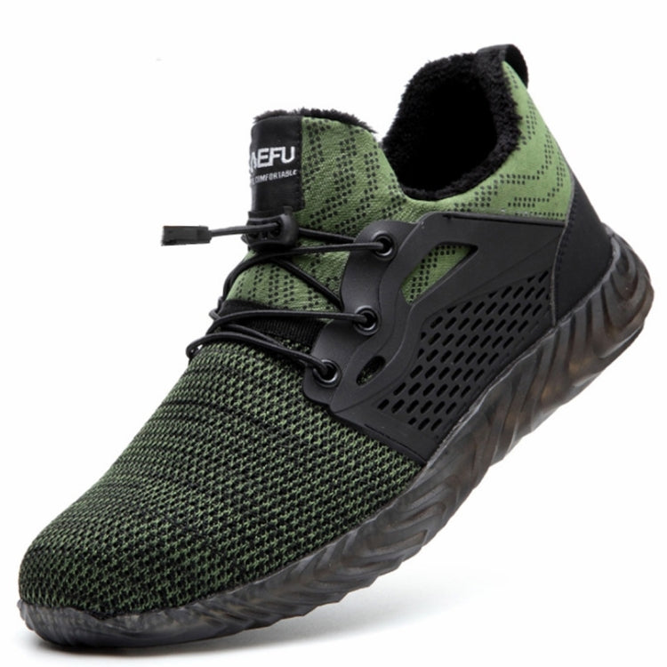 Jiefu Plush Flying Knitted Air Permeable Insulating Steel Head Anti Smashing And Anti Piercing Safety Shoes