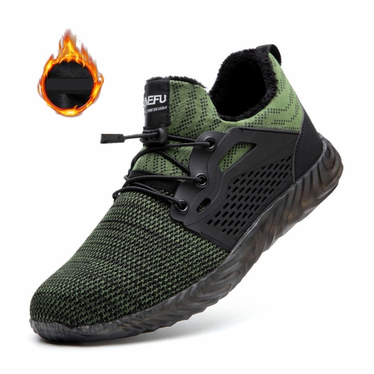 Jiefu Plush Flying Knitted Air Permeable Insulating Steel Head Anti Smashing And Anti Piercing Safety Shoes