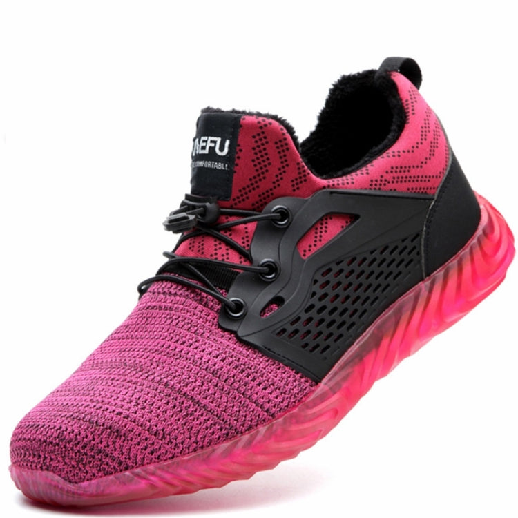 Jiefu Plush Flying Knitted Air Permeable Insulating Steel Head Anti Smashing And Anti Piercing Safety Shoes
