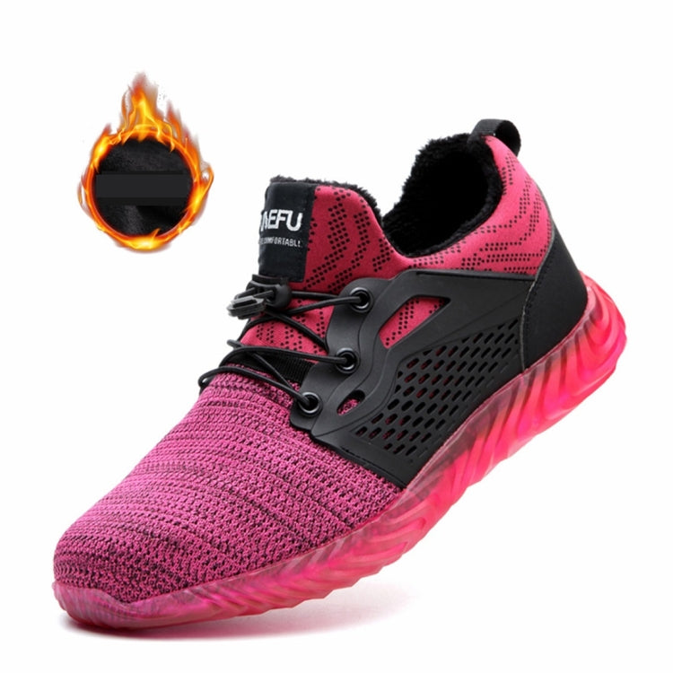 Jiefu Plush Flying Knitted Air Permeable Insulating Steel Head Anti Smashing And Anti Piercing Safety Shoes