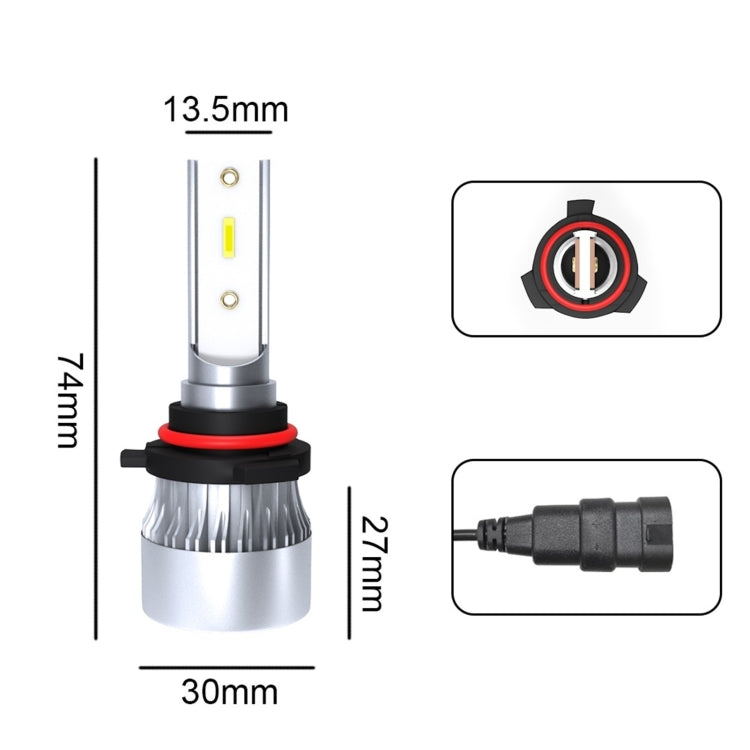 YWXLight  LED Headlight Bulb Compatible With 9006/HB4 60W 6000LM 6000K White Aluminum Case for Car Headlights
