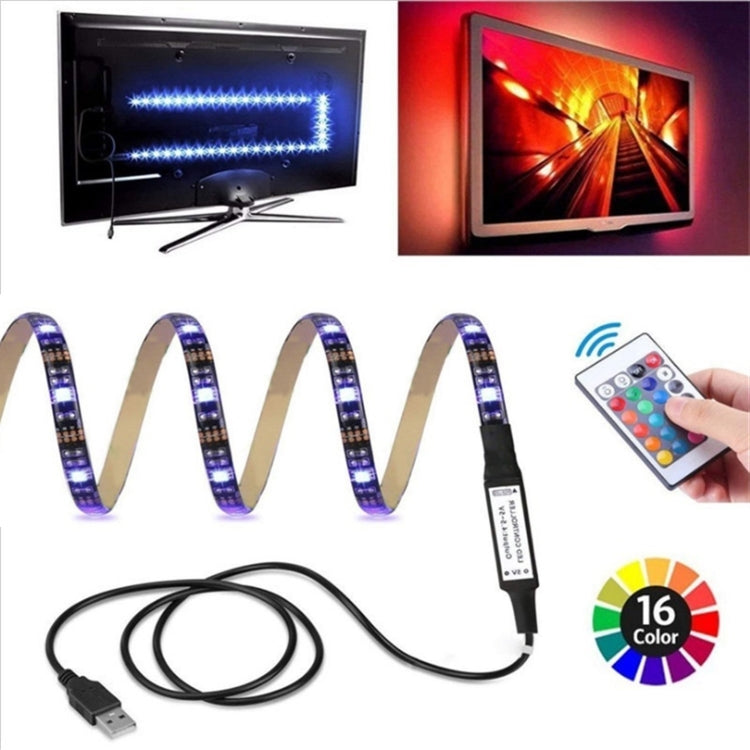 YWXLight 5m USB SMD 5050 Blackboard RGB Colorful TV Background Decorative LED Strip with 24 Keys Controller