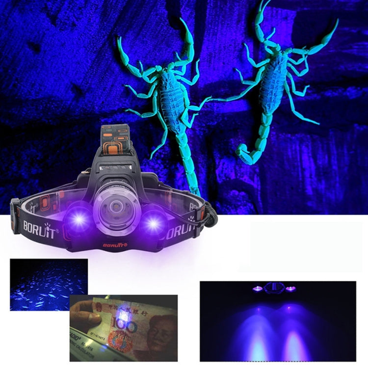 YWXLight Head-mounted Purple Scorpion Headlight USB Rechargeable Scientific Research Money Detector Head Lamp